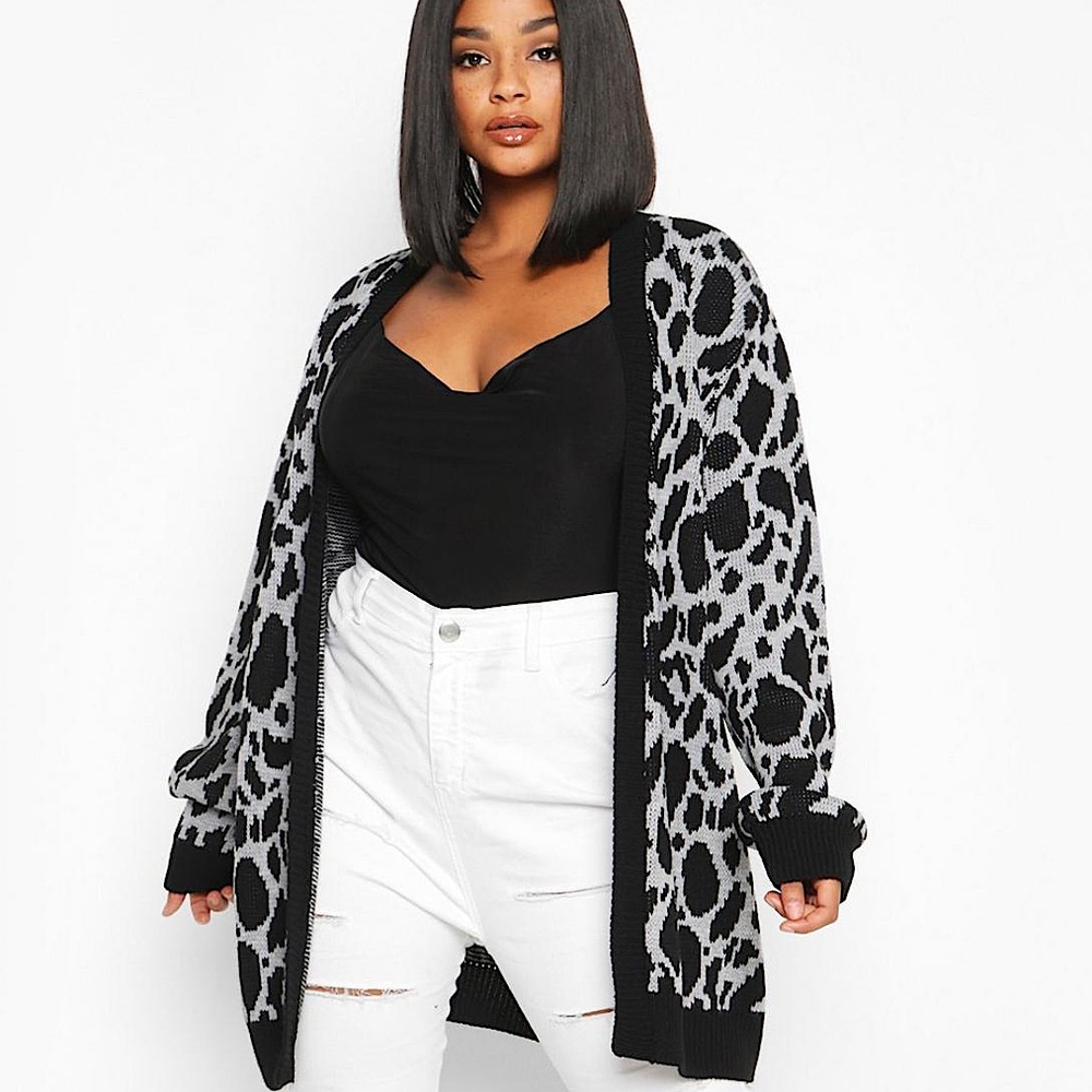 NWT- Animal Print Cardigan- Plus